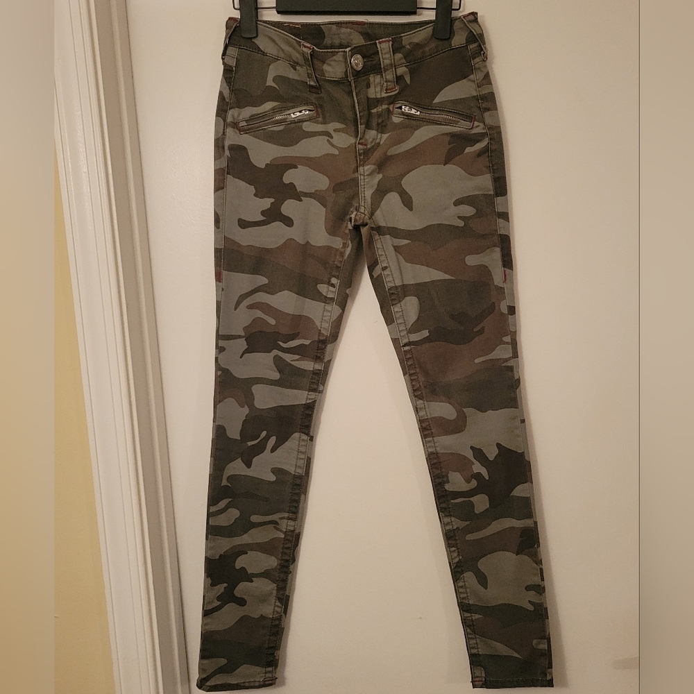 True Religion Moto Camouflage Pants, Size 27